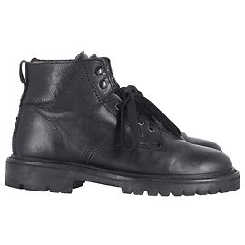 Isabel Marant Stivali Stringati Camp in Pelle Nera Nero