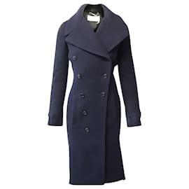 Chloé-Chloe Mid-Length Double-Breasted Coat in Navy Blue Wool-Navy blue