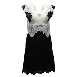 Sandro-Sandro Butterfly Lace Mini Dress in Black Polyester-Black