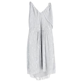 Iro Louxor Gathered Metallic Knitted Mini Dress in Silver Polyester Silvery Metallic