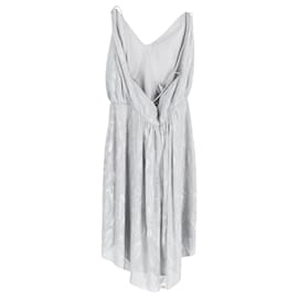 Iro-Iro Louxor Gathered Metallic Knitted Mini Dress in Silver Polyester-Silvery,Metallic