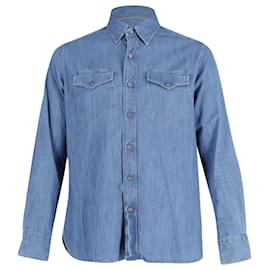 Tom Ford-Tom Ford Slim Fit Denim Shirt in Blue Cotton-Blue