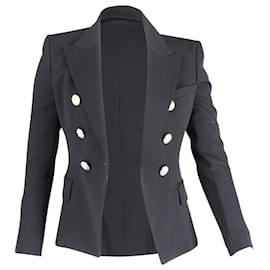 Balmain-Balmain Double-Breasted Jacket in Black Wool-Black