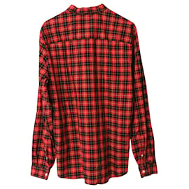 Ami Paris-Ami Paris Check Plaid Button Down Shirt in Red Cotton -Red