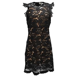 Michael Kors- Michael Kors Sleeveless Lace Mini Dress in Black Polyester-Black
