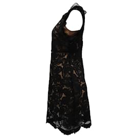Michael Kors- Michael Kors Sleeveless Lace Mini Dress in Black Polyester-Black
