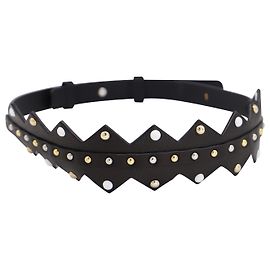 Maje Rivet Studded Belt in Black Leather Black