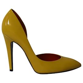 Bottega Veneta-Bottega Veneta D'Orsay Pumps in Yellow Patent Leather-Yellow