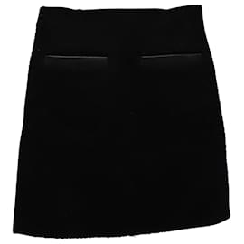 Theory-Theory Leather-Trimmed Mini Skirt in Black Wool-Black