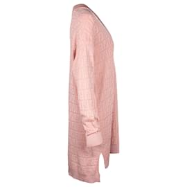 Fendi-Fendi Abito Pull oversize en maille à col en V et motif FF en coton rose-Rose