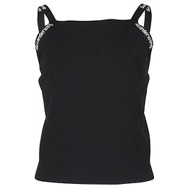 Regata Bodycon com Logo Alexander Wang em Viscose Preta Preto