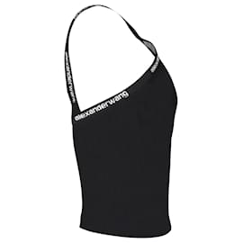 Alexander Wang-Alexander Wang Logo Jacquard Bodycon Tank Top in Black Viscose-Black