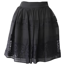 Temperley London-Alice by Temperley Lace Flared Mini Skirt in Black Polyester-Black