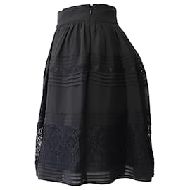 Temperley London-Alice by Temperley Lace Flared Mini Skirt in Black Polyester-Black