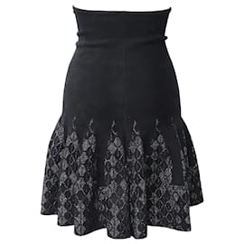 Roland Mouret-Roland Mouret Fluted Godet Skirt in Black Viscose-Black