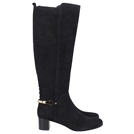 Tory Burch Jess Riding Boots in Black Suede  Black