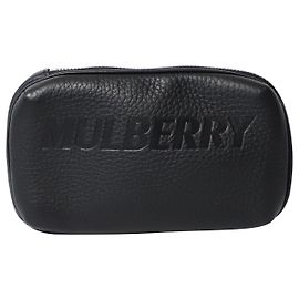Mulberry Lanyard Beuteltasche aus schwarzem Leder Schwarz