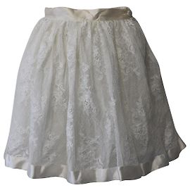 Minifalda acampanada en algodón de encaje blanco de Miu Miu Blanco