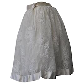 Miu Miu-Miu Miu Flared Mini Skirt in White Lace Cotton-White