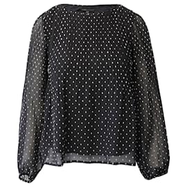 Maje Polka Dot Langarmbluse aus schwarzem Polyester Schwarz