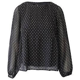 Maje Chemisier Manches Longues à Pois en Polyester Noir Noir