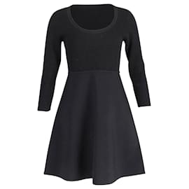 Theory-Theory Scoop Neck Compact Knit Mini Dress in Black Viscose-Black
