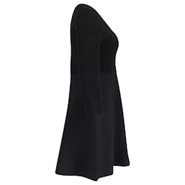 Theory-Theory Scoop Neck Compact Knit Mini Dress in Black Viscose-Black