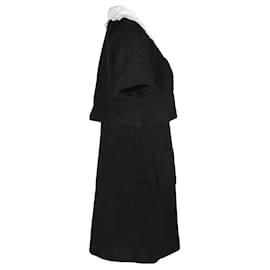 Sandro-Sandro Paris Scalloped Collar Faustine Short Dress in Black Tweed-Black