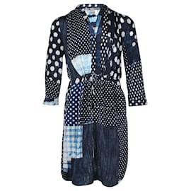 Diane Von Furstenberg-Diane Von Furstenberg Polka Dot Patch Print Kleid aus marineblauer Seide-Blau