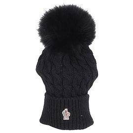 Gorro de lã Moncler com pompom em lã preta Preto