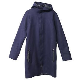 Acne Studios Milton Parka Coat with Hood in Navy Blue Wool Navy blue