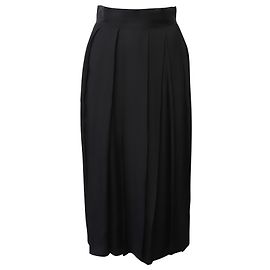Saia midi plissada Dries Van Noten em lã preta Preto