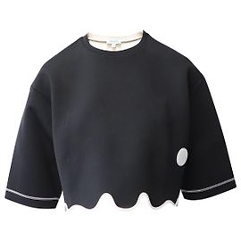 Kenzo Crop Top mit Muschelsaum aus schwarzem Polyester Schwarz