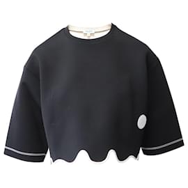 Kenzo-Kenzo Crop Top with Scallop Hem in Black Polyester-Black