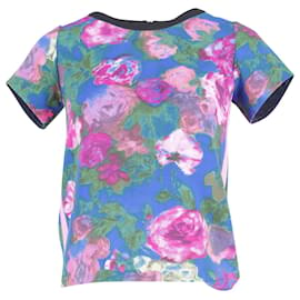 Sandro-Sandro Paris Cut-Out T-Shirt in Floral Print Polyester-Other