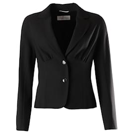 Max Mara-Max Mara Shirred Bust Blazer in Black Acetate-Black
