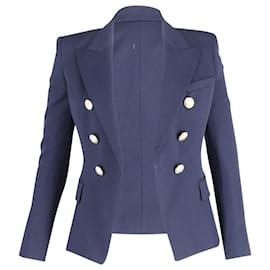 Balmain-Balmain Double-Breasted Jacket in Navy Blue Wool-Blue,Navy blue