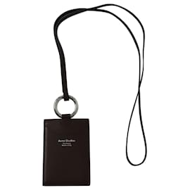 Acne-Acne Studios Lanyard Card Holder in Brown Leather-Brown