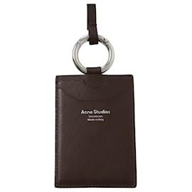 Acne-Acne Studios Lanyard Card Holder in Brown Leather-Brown