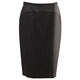 Saia Max Mara Midi Corte Lápis em Lã Preta Preto