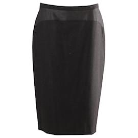 Max Mara-Max Mara Midi Pencil-cut Suit Skirt in Black Wool -Black