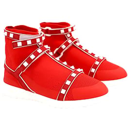 Valentino Garavani-Valentino Garavani Rockstud Bodytech Sneakers aus rotem Polyamid-Rot