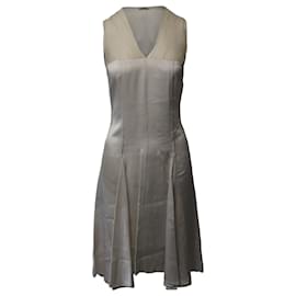 Nina Ricci-Nina Ricci V-neck Dress in Cream Viscose-White,Cream
