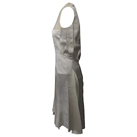 Nina Ricci-Nina Ricci Kleid mit V-Ausschnitt aus cremefarbener Viskose-Weiß,Roh