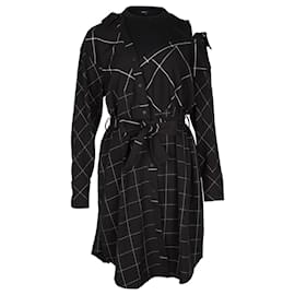 Maje-Maje-Midikleid mit Gittermuster und kalter Schulter, geknöpft, aus schwarzem Polyester-Schwarz