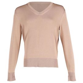Pull Col V Tom Ford en Soie Doré Beige