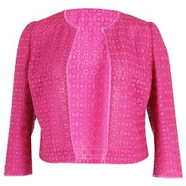 Chaqueta Giambattista Valli de encaje inglés bordado en algodón rosa Rosa