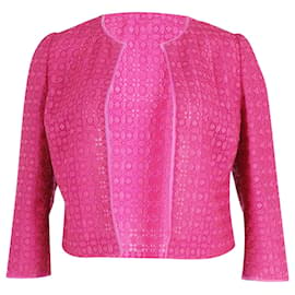 Giambattista Valli-Giambattista Valli Embroidery Anglaise Lace Jacket in Pink Cotton-Pink