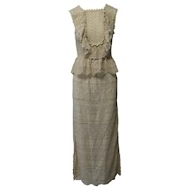 Ulla Johnson-Ulla Johnson Ruffled Lace Maxi Dress in Cream Cotton -White,Cream