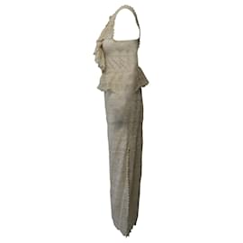Ulla Johnson-Ulla Johnson Ruffled Lace Maxi Dress in Cream Cotton -White,Cream